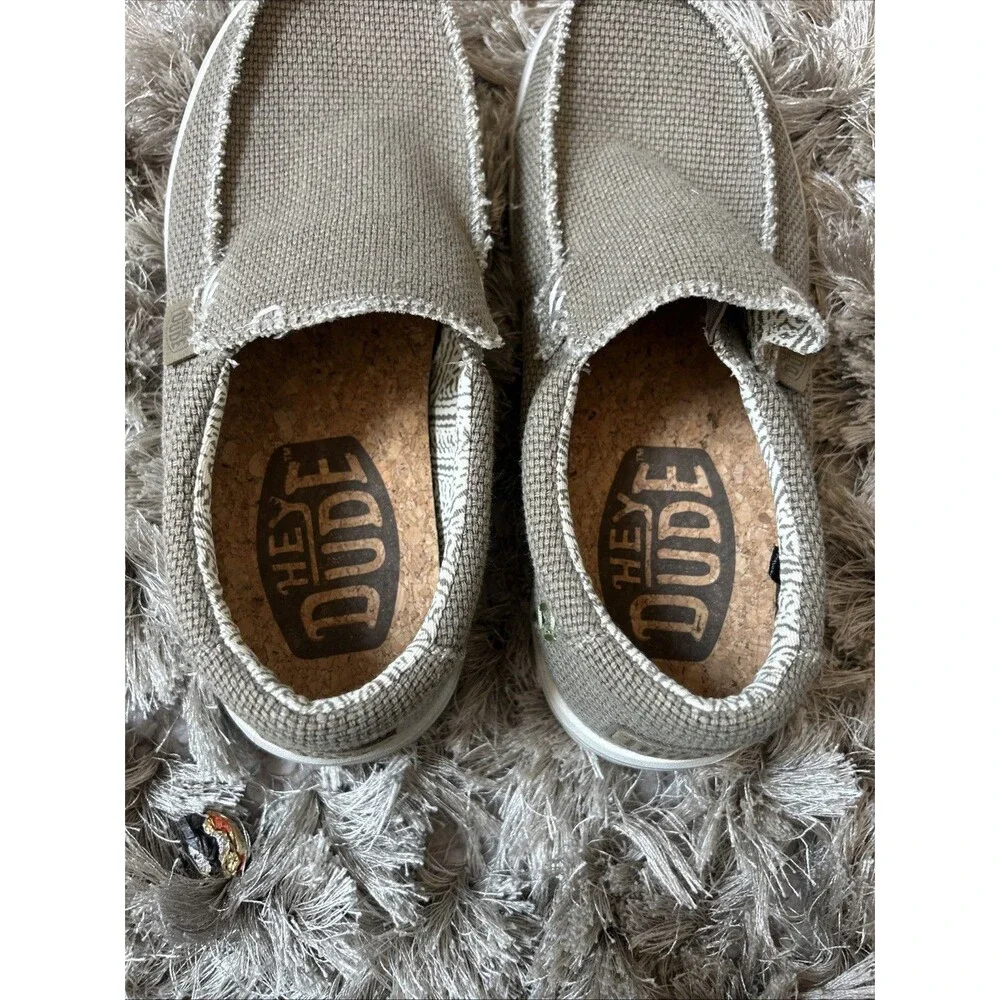 Hey Dude Mikka Braided Grey Tan Slip On Loafers Lightweight Mens 6 Woman 8